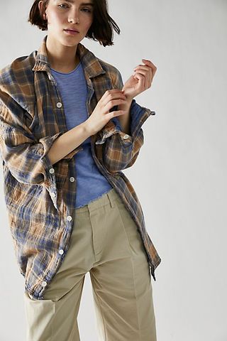 Free People + CP Shades Oversized Plaid Shirt