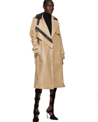 Helmut Lang + Tan Trench Leather Jacket