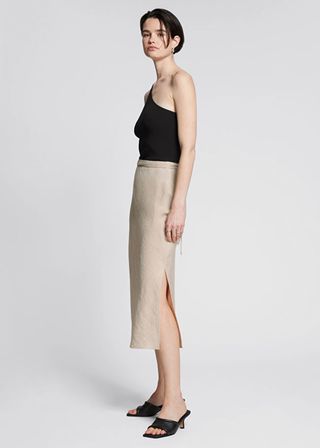& Other Stories + Strap Detail Linen Midi Skirt
