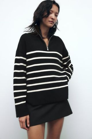 Zara + Zip Striped Sweater