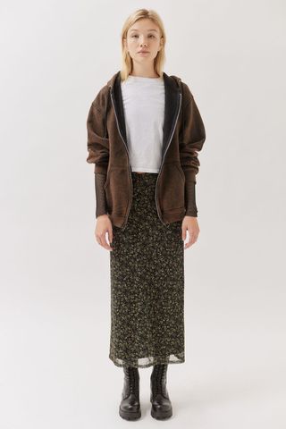 Urban Outfitters + Gwen Printed V-Front Midi Skirt