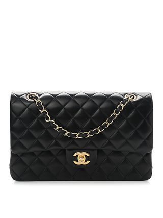 Chanel + Lambskin Quilted Medium Double Flap Black