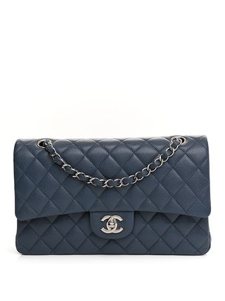 Chanel + Chanel Caviar Quilted Medium Double Flap Blue