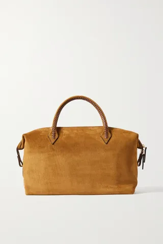 Métier + Perriand City Medium Braided Leather-Trimmed Suede Tote