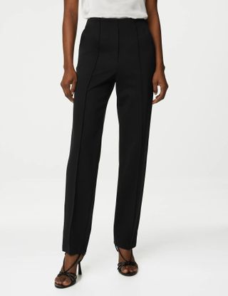 M&S Collection + Jersey Twill Straight Leg Trousers