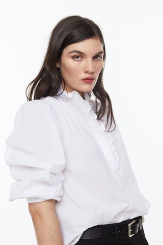 H&M + Ruffle-Trimmed Blouse