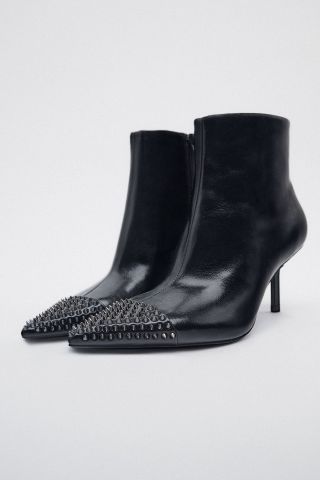 Zara + Studded Toe Ankle Boots