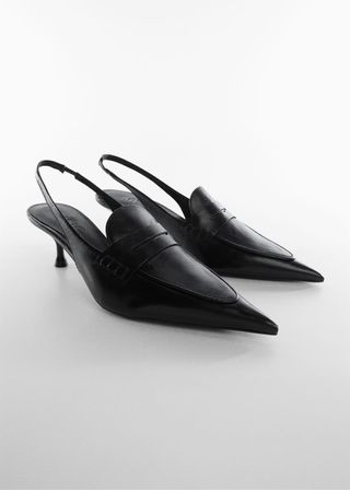 Mango + Pointed Toe Leather Shoe