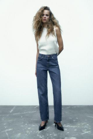 Zara + Straight Leg Long Jeans