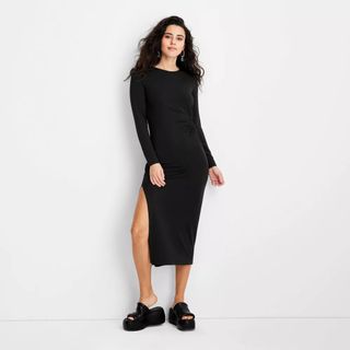 Future Collective with Gabriella Karefa-Johnson + Long Sleeve Side Cut Out Knit Midi Dress