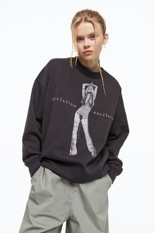 H&M + Oversized Printed Sweatshirt