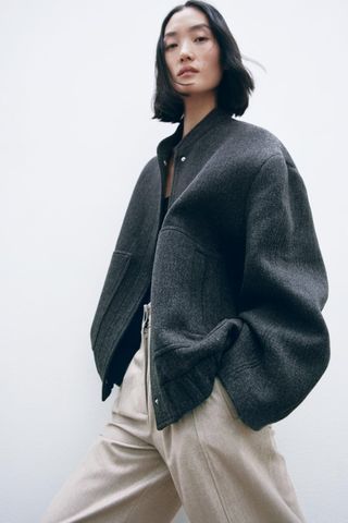 Zara + Wool Bomber Jacket