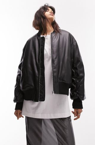 Topshop + Leather Bomber