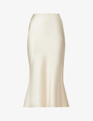 Pixie Market + Sateen A-Line Woven Midi Skirt