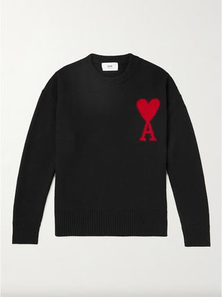 Ami Alexandre Mattiussi + Logo-Intarsia Virgin Wool Sweater