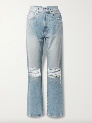 Slvrlake + London Distressed High-Rise Straight-Leg Jeans