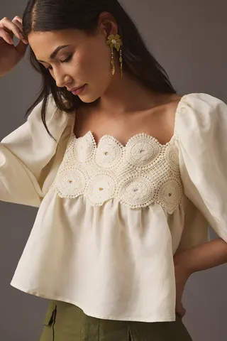 Anthropologie + Lace Babydoll Top