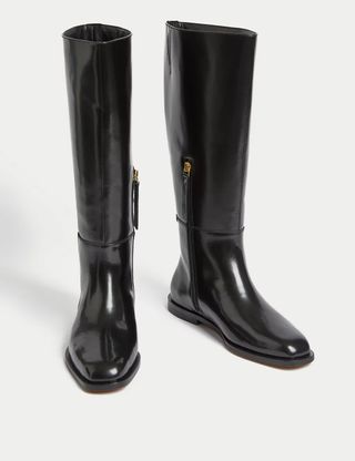 Autograph + Patent Leather Flat Riding Boots