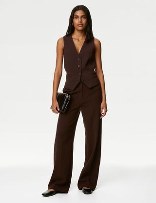 M&S Collection + Crepe Tailored Single Breasted Waistcoat