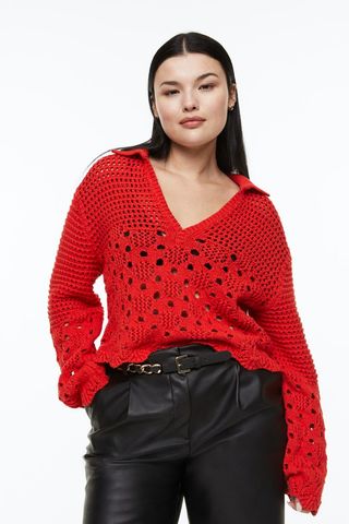 H&M + Pointelle-Knit Cotton Sweater
