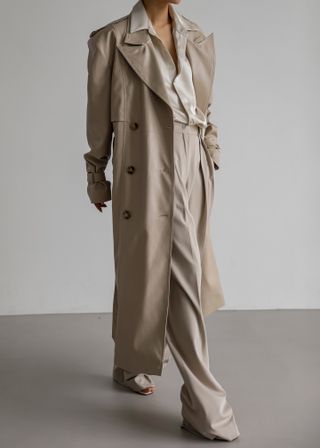 The Frankie Shop + Diana Faux Leather Trench Coat