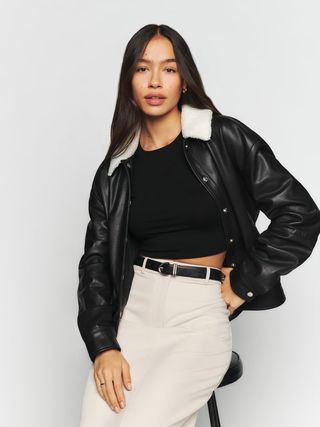 Reformation + Veda Hall Leather Bomber