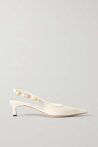 By Far x Mimi Cuttrell + Buckled Leather Slingback Pumps