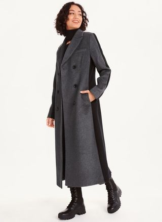 DKNY + Two Tone Maxi Wool Coat