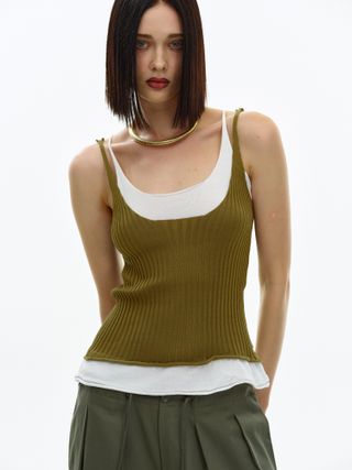 Source Unknown + Double Layer Tank in Khaki White