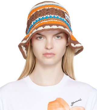 Ganni + Multicolor Crochet Bucket Hat