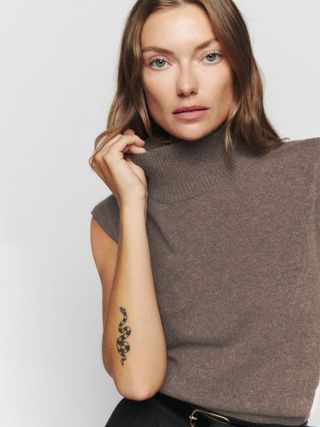 Reformation + Arco Cashmere Sleeveless Turtleneck Sweater