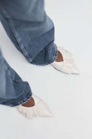 Zara + Leather Slingback Ballet Flats
