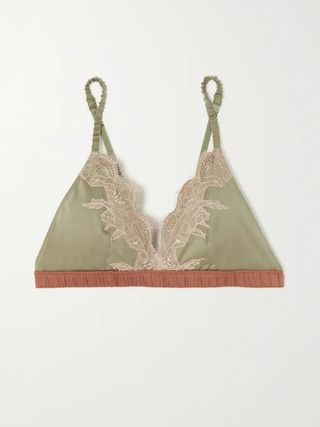 Love Stories + Beau Lace-Trimmed Silk-Blend Satin Soft-Cup Triangle Bra