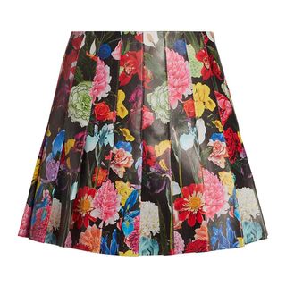 Alice + Olivia + Carted Floral Pleat Faux Leather Skirt
