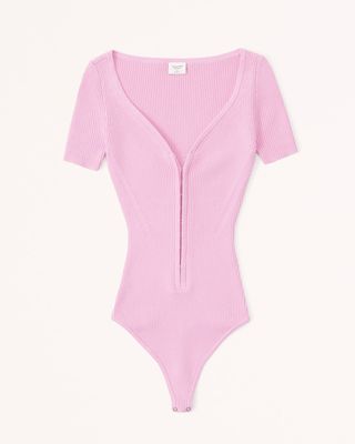Abercrombie & Fitch + Hook-and-Eye Short-Sleeve Sweater Bodysuit
