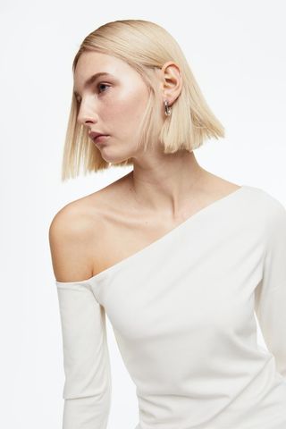 H&M + One-Shoulder Long-Sleeved Top