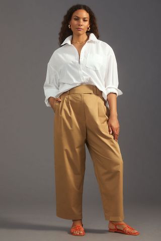 Exquise + Exquise Barrel-Leg Chino Pants