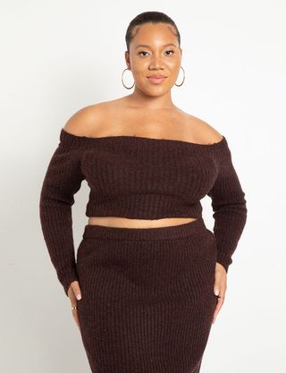 Eloquii + Off the Shoulder Cropped Sweater