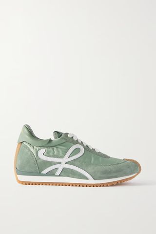 Loewe + Flow Logo-Appliquéd Leather-Trimmed Shell and Suede Sneakers