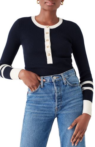 Faherty + Mikki Organic Cotton & Cashmere Henley Sweater