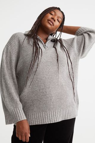 H&M + Zip-Top Rib-Knit Sweater