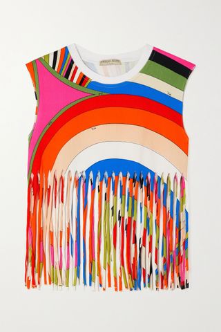 Pucci + Fringed Printed Cotton-Jersey Top