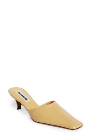 Jil Sander + Croc Embossed Kitten Heel Mule