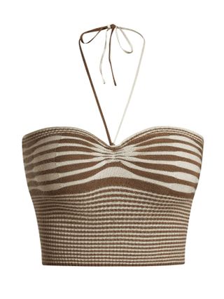 Sweatyrocks Storet + Striped Tie Backless Halter Top