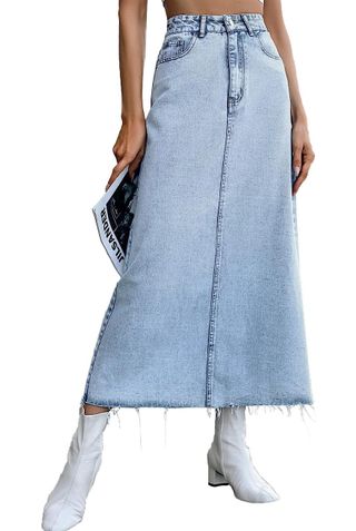 Viatabuna + Frayed Denim Skirt
