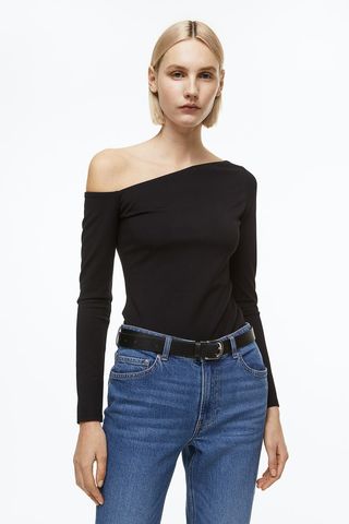 H&M + One-Shoulder Long-Sleeved Top