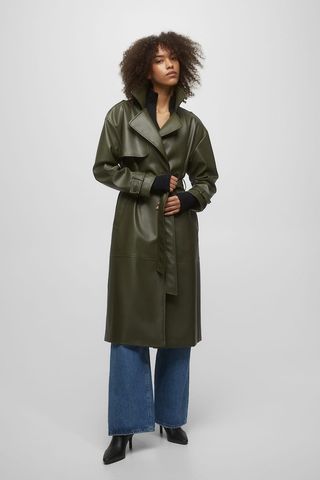 Pull and Bear + Faux Leather Trench Coat