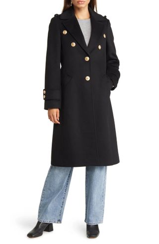 Sam Edelman + Crested Button Wool Blend Coat