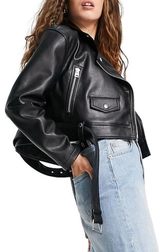 Topshop + Faux Leather Biker Jacket