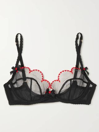 Agent Provocateur + Lornaheart Scalloped Embroidered Tulle Underwired Soft-Cup Bra